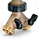 GREENWOOD Dual-Flow Two-Way Y-Hose Connector, Connects Two Hoses to One Faucet, Aluminum with Stainless Steel Valves