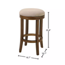Victoria 26 in.. Honeysuckle Backless Wood Swivel Counter Stool with Upholstered Beige Seat, 1-Stool