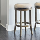 Victoria 26 in.. Honeysuckle Backless Wood Swivel Counter Stool with Upholstered Beige Seat, 1-Stool