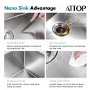 Attop Handmade Stainless steel 28 in. Single Bowl Top Mount Scratch-Resistant Nano Drop-in Kitchen Sink With Bottom Grid