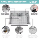 Attop Handmade Stainless steel 28 in. Single Bowl Top Mount Scratch-Resistant Nano Drop-in Kitchen Sink With Bottom Grid