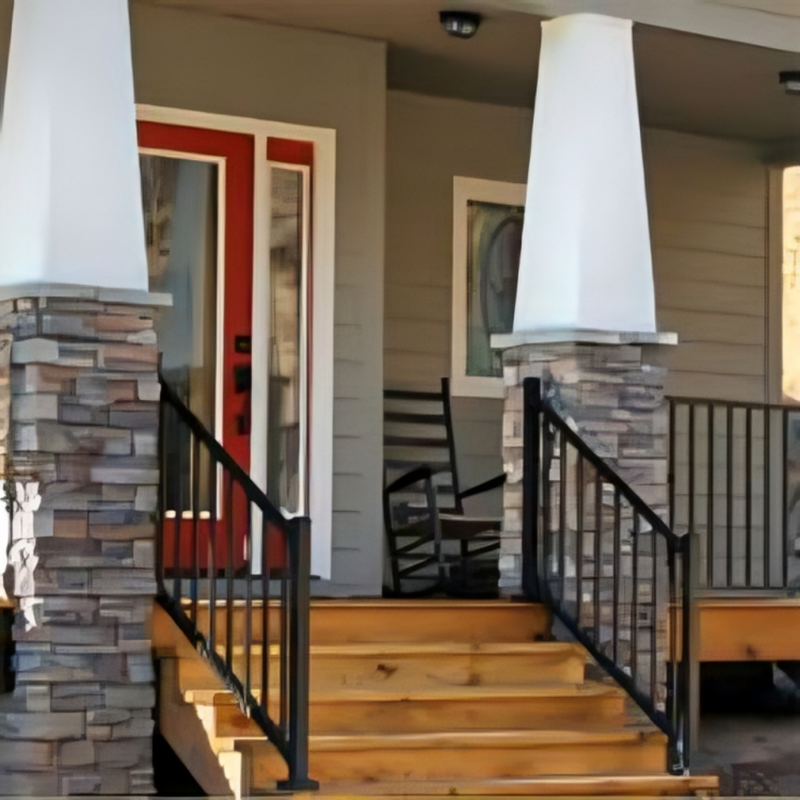 Enhance Your Home's Curb Appeal with the Tuscany 6 ft. x 36 in. Textured Black Aluminum Rail Kit Stair