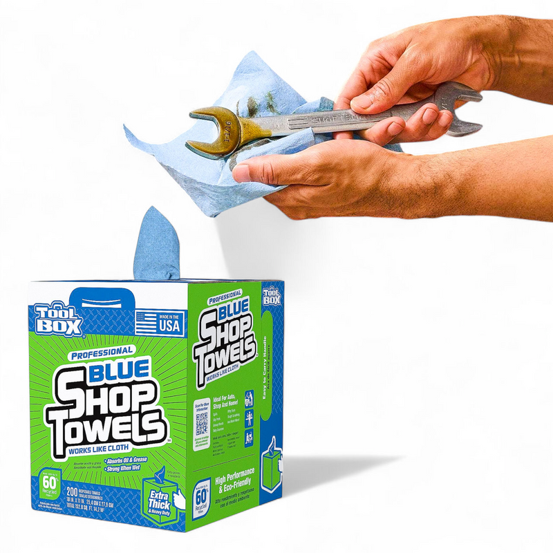 TOOLBOX Big Grip Bucket Refill, 10"x12" Blue Shop Towels Refill, 200-Count