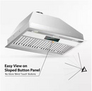 30 inch 900 CFM range hood with angled sloped control panel and easy-view buttons