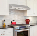 30 inch under cabinet range hood installed in a modern kitchen
