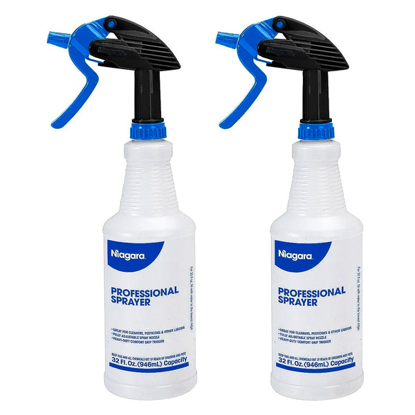 NIAGARA 32 oz. Professional Spray Bottles, 2-Pack – Heavy-Duty, Adjustable Nozzle for Cleaning, Gardening, Chemicals & More