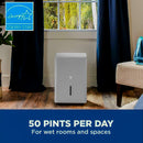 GE 50-Pints for Wet Rooms Up To 4500 sq. ft. Residential Dehumidifier with Bucket in Gray Wi-Fi, ENERGY STAR