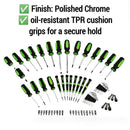 Screwdriver 70-Piece Set,Comfort Grip with Storage Rack, Polished Chrome Finish