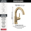 Delta Trinsic Single Hole Bathroom Faucet with Swivel Spout and Metal Push-Pop Drain