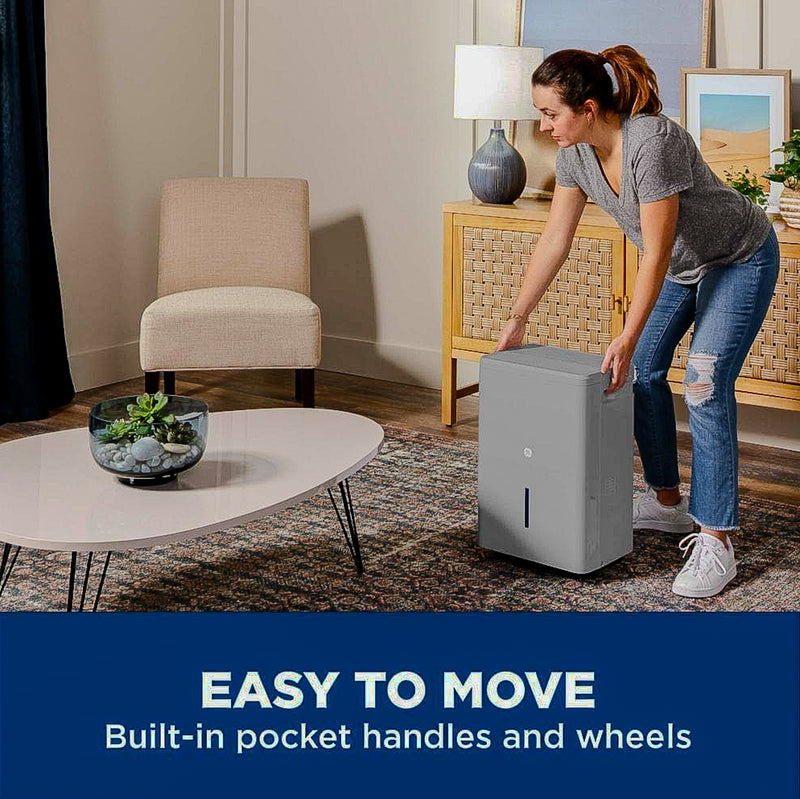GE 50-Pints for Wet Rooms Up To 4500 sq. ft. Residential Dehumidifier with Bucket in Gray Wi-Fi, ENERGY STAR