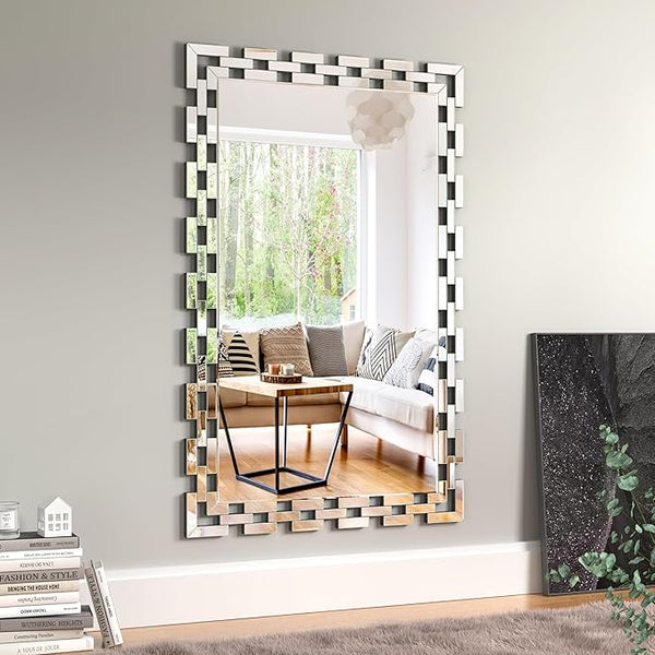 Wall Mirror Decorative - 30 * 46 Inch Large Rectangular Decorative Mirror for Living Room, Modern Accent Glass Wall Mirror for Bedroom, Office
