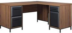 Thomasville Alderbrook 60"W L-Shaped Corner Desk With Integrated Power Outlet, Walnut/Matte Black