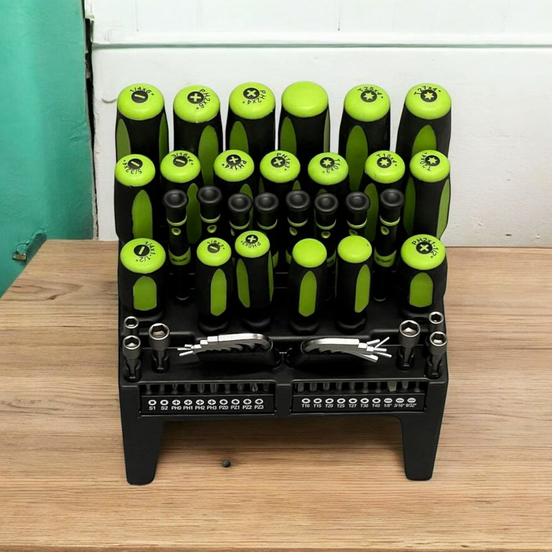PITTSBURGH 70-Piece Screwdriver Set with Comfort-Grip Handles, Magnetic Tips & Storage Rack – Chrome Vanadium Tools for Home, DIY & Professional Use