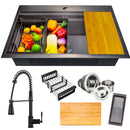 AKDY 33 inch matte black kitchen sink with faucet