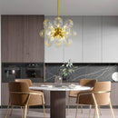 Antique brass bubble chandelier in dining room