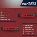 Magnetic Power Strip 5 Outlet Heavy Duty Metal Housing With 2 USB Ports_Red