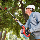 BAUER cordless pole saw in use trimming tree branches outdoor yard work
