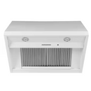 Café 36 inch smart wall mount range hood in matte white with LED lights and metal filter panel