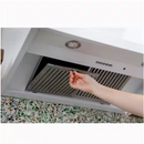 Café smart range hood control buttons for adjusting fan speed and LED lighting settings