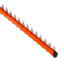 Close-up of electric hedge trimmer cutting teeth for precise hedge trimming and cutting performance