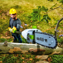 Electric Pole Saw Trimming with 9.5-Inch Bar and Oregon Chain - Usage View (Real-Life Demonstration)