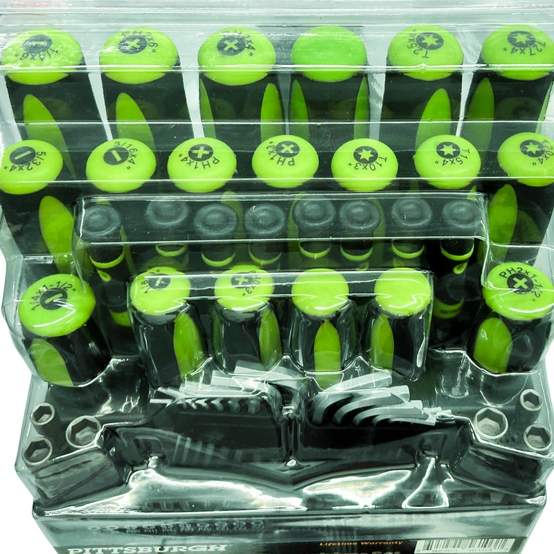 PITTSBURGH 70-Piece Screwdriver Set with Comfort-Grip Handles, Magnetic Tips & Storage Rack – Chrome Vanadium Tools for Home, DIY & Professional Use