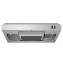 GE 24 inch under cabinet range hood front view with stainless steel finish and front controls
