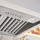 GE 36 inch built in insert range hood with triple LED lights and 610 CFM blower