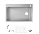 Glacier Bay 33 inch drop-in stainless steel kitchen sink with pull-down faucet