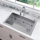 Glacier Bay 33 inch stainless steel kitchen sink installed
