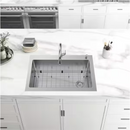 Glacier Bay stainless steel kitchen sink installed in countertop