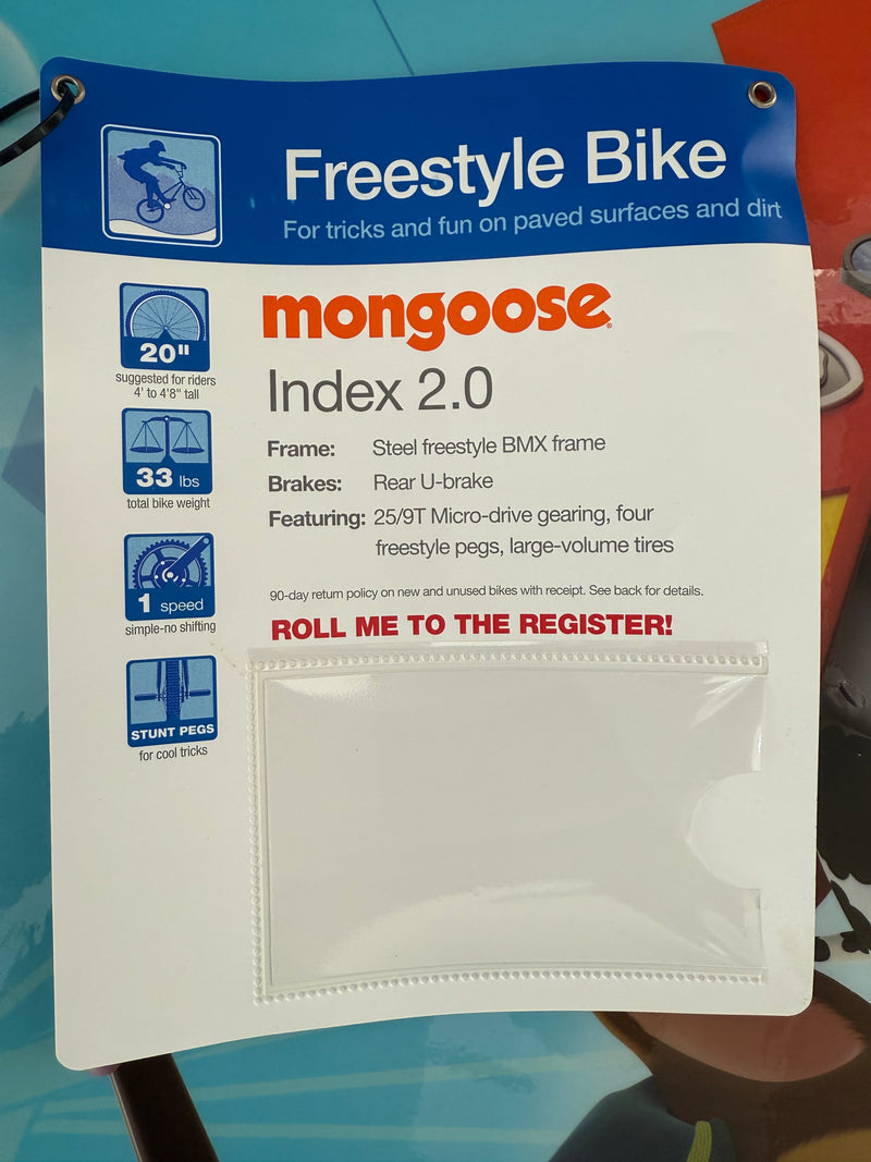Mongoose Index 2.0 20 Inches Freestyle Bicycle For Teen Ages - Blue