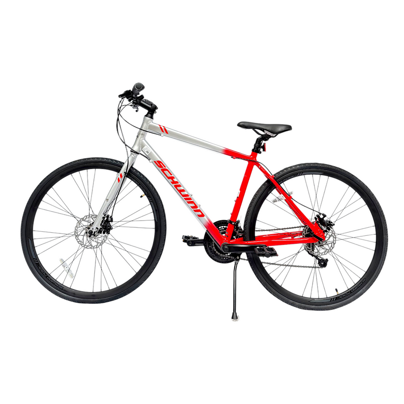 Schwinn Men's Circuit Hybrid Bike - Silver/Red | Commute & Fitness BMart & Services Schwinn Men's Circuit Hybrid Bike - Silver/Red | Commute & Fitness BMart & Services
