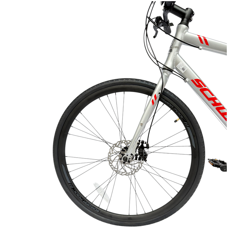 Schwinn Men's Circuit Hybrid Bike - Silver/Red | Commute & Fitness BMart & Services Schwinn Men's Circuit Hybrid Bike - Silver/Red | Commute & Fitness BMart & Services