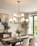 Minka Lavery 2179-84 Camrin Chandelier, 9-Light, 540 Total Watts, 31-in H x 26.88-in W, Brushed Nickel