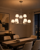 Minka Lavery 2179-84 Camrin Chandelier, 9-Light, 540 Total Watts, 31-in H x 26.88-in W, Brushed Nickel
