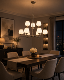 Minka Lavery 2179-84 Camrin Chandelier, 9-Light, 540 Total Watts, 31-in H x 26.88-in W, Brushed Nickel