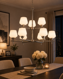 Minka Lavery 2179-84 Camrin Chandelier, 9-Light, 540 Total Watts, 31-in H x 26.88-in W, Brushed Nickel
