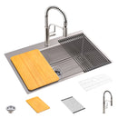 KOHLER Provo sink with bamboo cutting board and drying rack