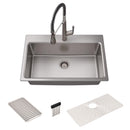 Kitchen sink kit with drying rack, knife holder and sink mat