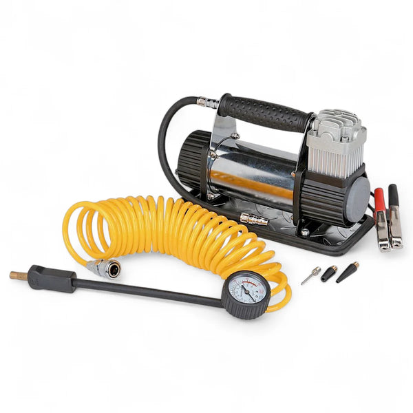 PITTSBURGH 12V 150 PSI Compact Air Compressor with 1.35 CFM Airflow & Overload Protection for Motorcycles, Quads, Cars, and Off-Road Tires.