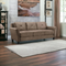 Lifestyle SolutionsHarvard 31.5 in. Brown Microfiber 4-Seater Tuxedo Sofa with Round Arms.