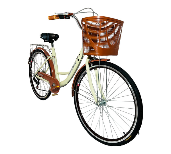 New Trend Women Ladies Bicycle 26 Inches with 7 Speed City Bike, Coffee Color