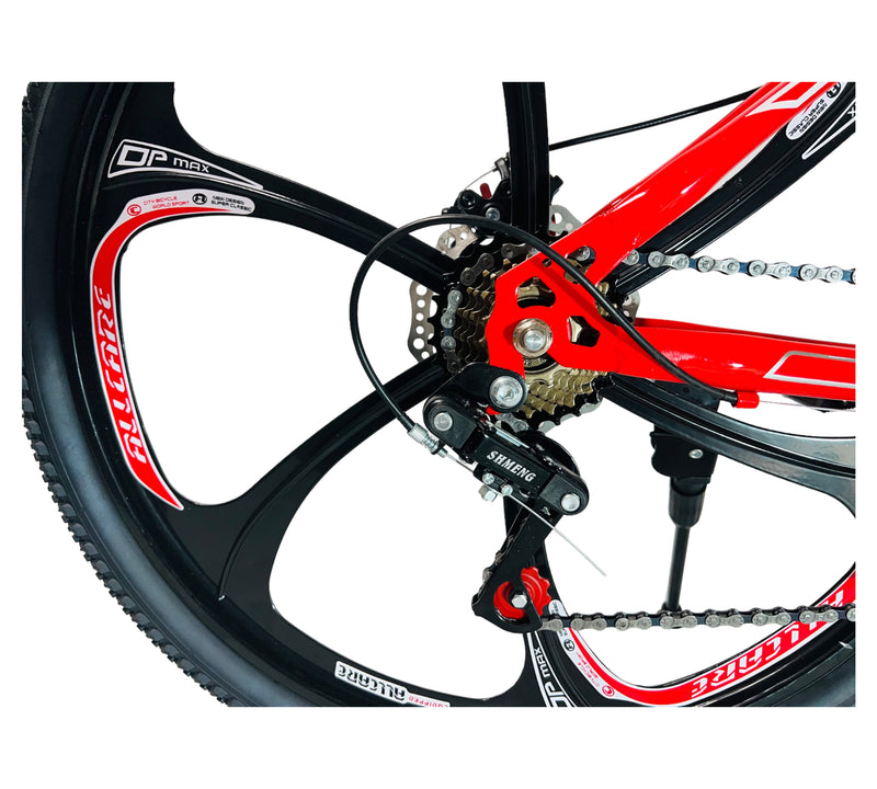 Mountain Bike, Aluminum Frame, 26 inches 6Knife Wheel, 21 Speeds, Red & White Color
