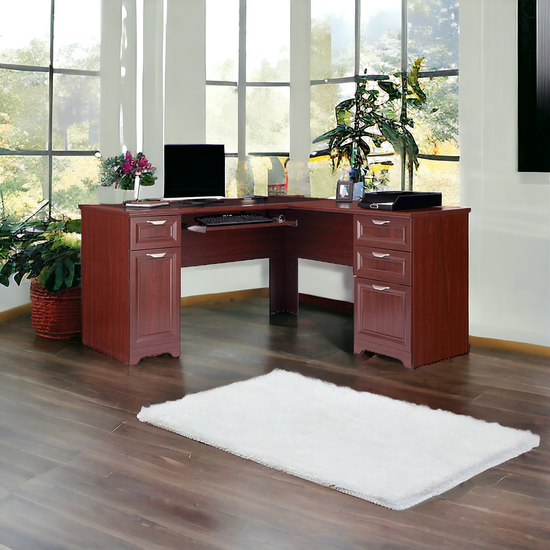 Realspace Magellan 59"W L-Shape Corner Desk, Classic Cherry