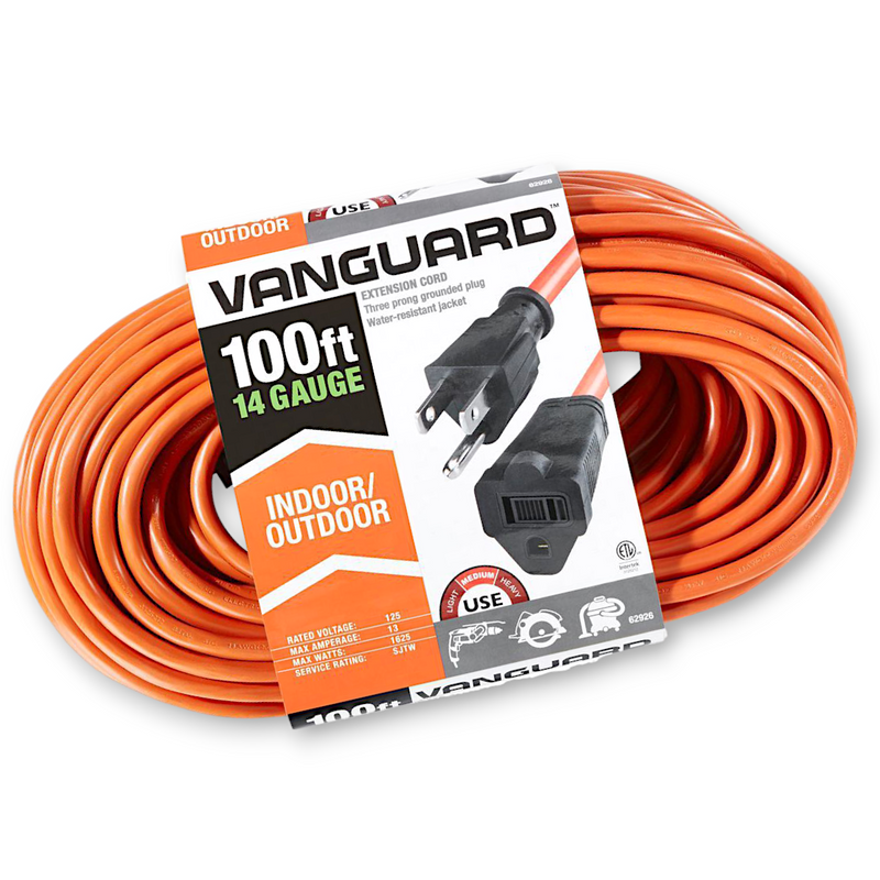 100 Feet 14/3 Gauge Indoor/Outdoor Heavy-Duty Electrical Extension Cord Power Cable, Orange