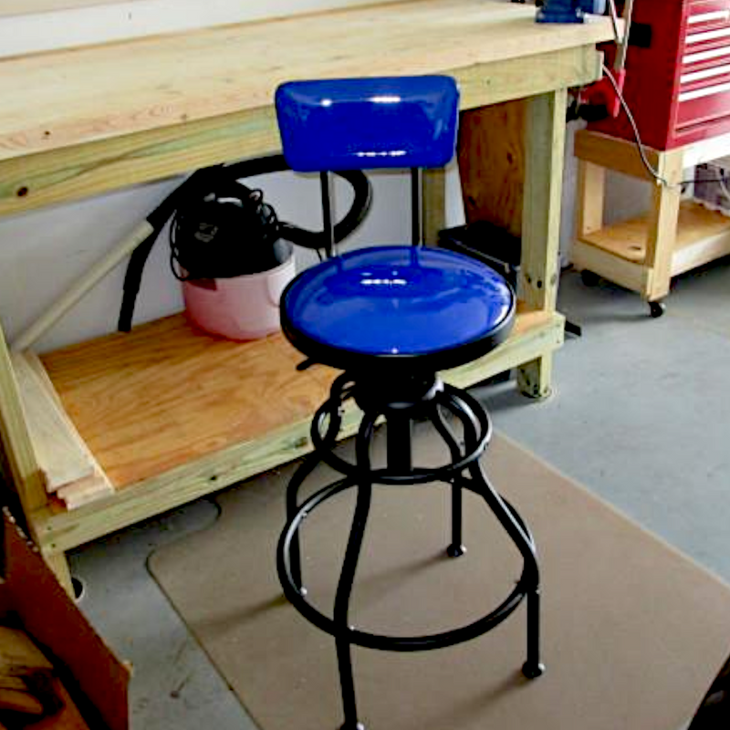 Lanstics Low Roller Stool With Backrest - 360 Swivel Wheels For Home & Office