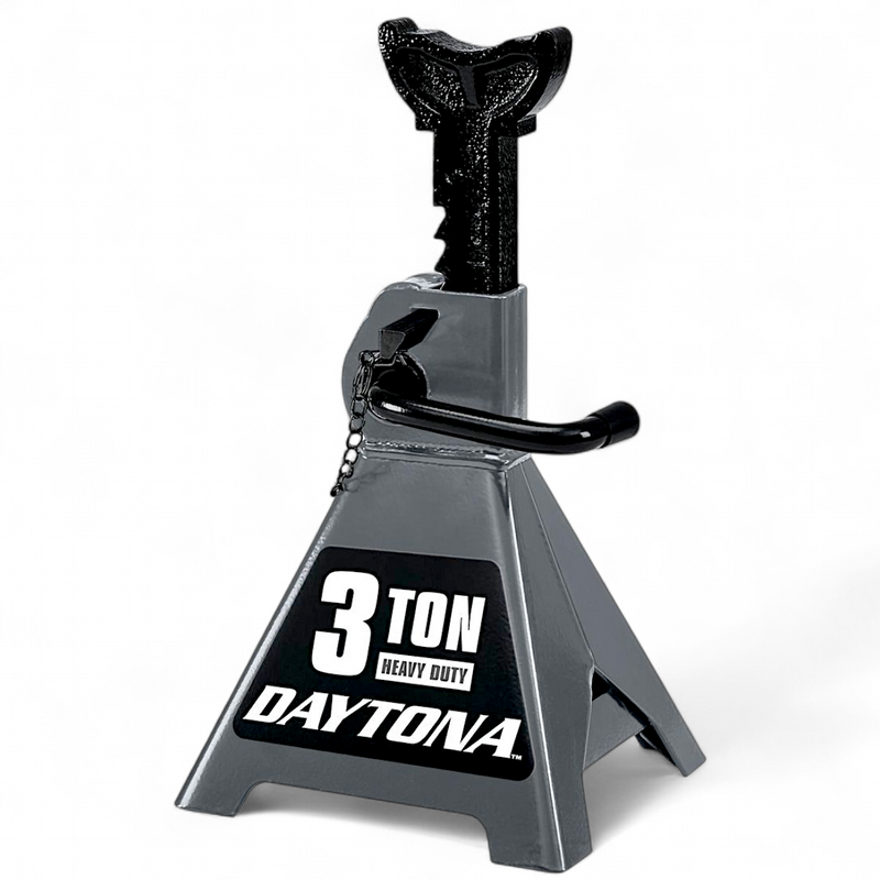 NEW 3 Ton (6,500 lb) Capacity Double Locking Steel Jack Stands - Lift Height 11-3/8 in. to 16-7/8 in., 2 Piece_Slate Gray