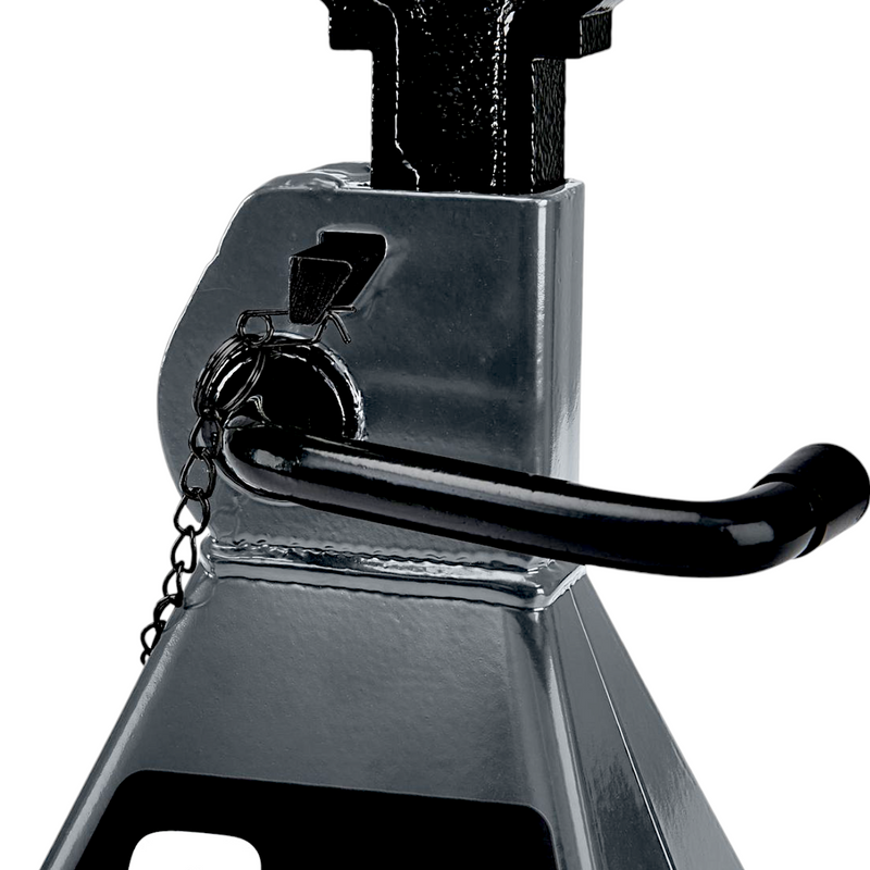 NEW 3 Ton (6,500 lb) Capacity Double Locking Steel Jack Stands - Lift Height 11-3/8 in. to 16-7/8 in., 2 Piece_Slate Gray