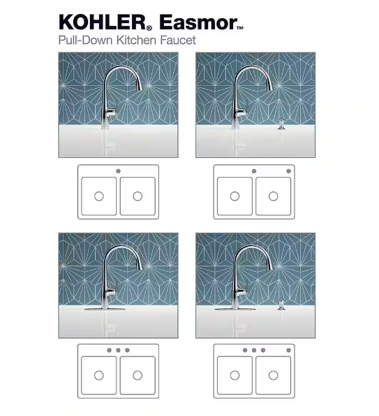 KOHLER Easmor Single-Handle Pull Down Sprayer Kitchen Faucet in Polished Chrome